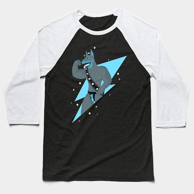 Blue Pup Baseball T-Shirt by silverpup